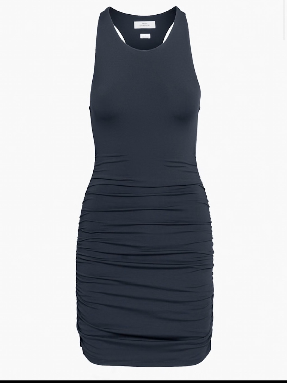 ✨ Babaton Contour Ruched Racer Mini Dress — Total Eclipse Navy Size XS | Aritzia